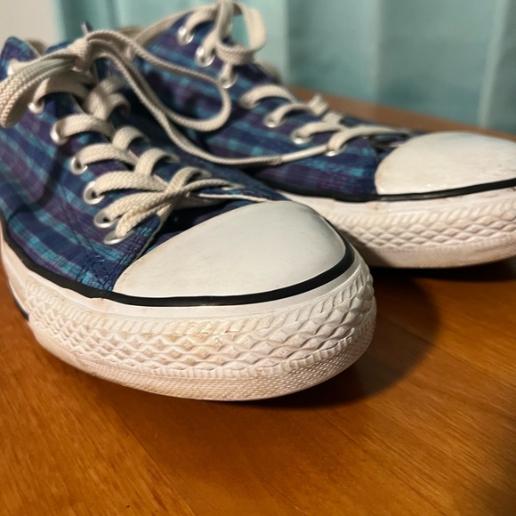 Converse All Star Blue plaid low top sneakers men’s size 10.5- GUC - Picture 6 of 11